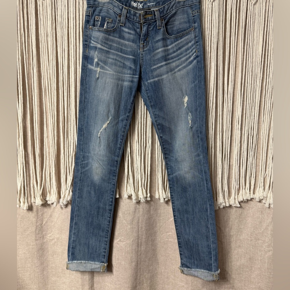Mossimo Supply Co. Distressed Boyfriend Fit Blue Jeans Sz 00R, Waist 24